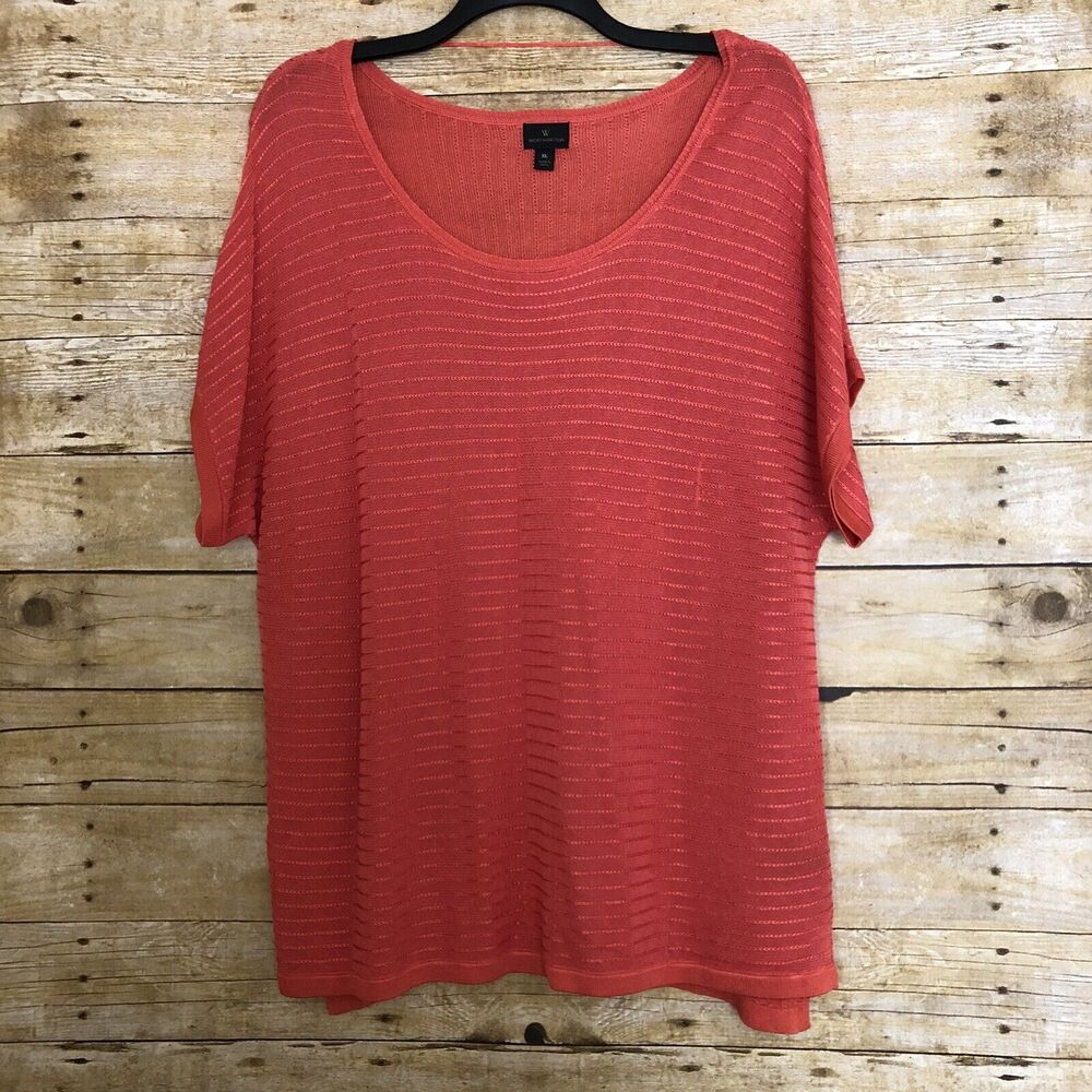 Worthington Pink Short Sleeve Lightweight Knit Tunic Top - Size XL - Scoop Neck
